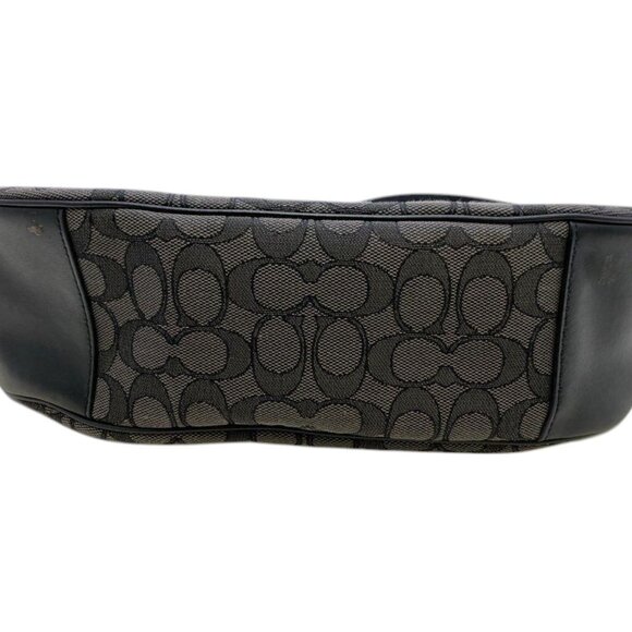 Coach Signature Zip-Top Hobo Bag – Black & Gray Monogram Canvas - Picture 7 of 14